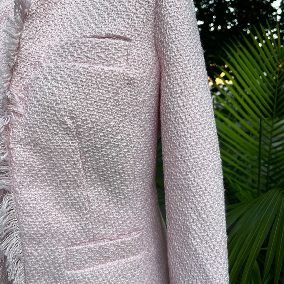 VENUS Open Front Tweed Fringe Pink Jacket Small - Picture 4 of 6